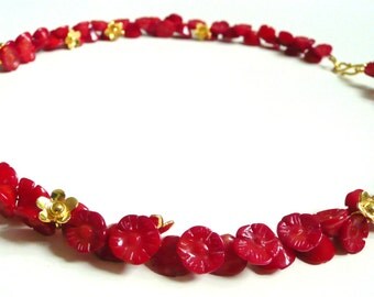red coral rose necklace
