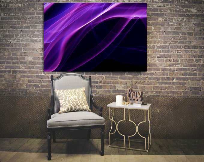 Large violet smoke canvas wall art, Purle smoke print set of 3 or 5 panels, smoke abstract wall art, violet home art