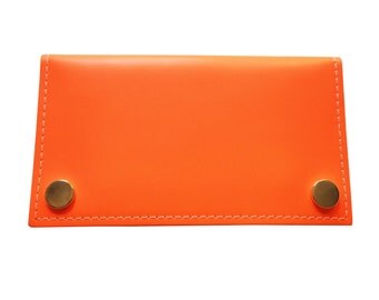 Neon Orange Leather Purse