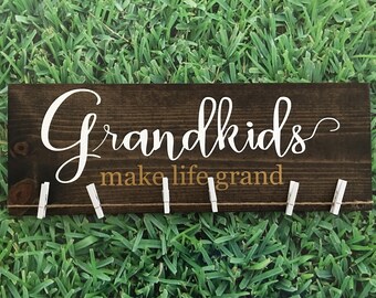 Grandkids Make Life Grand/Grandchildren/Grandparents Gift/Photo Display/Grandma Gift/Grandpa Gift/Pregnancy Reveal