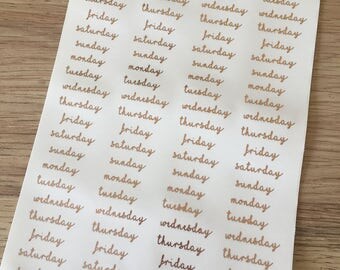 Foiled Weekday Shaped Planner Stickers