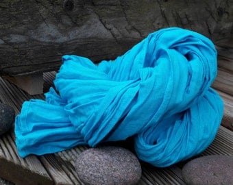 Bright #blue 100 percent #linen #scarf