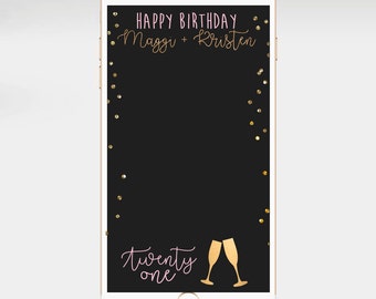 Custom Birthday Snapchat Geofilter - Birthday Geofilter - 21st Birthday Filter - Happy birthday Geofilter - Snapchat - Gold
