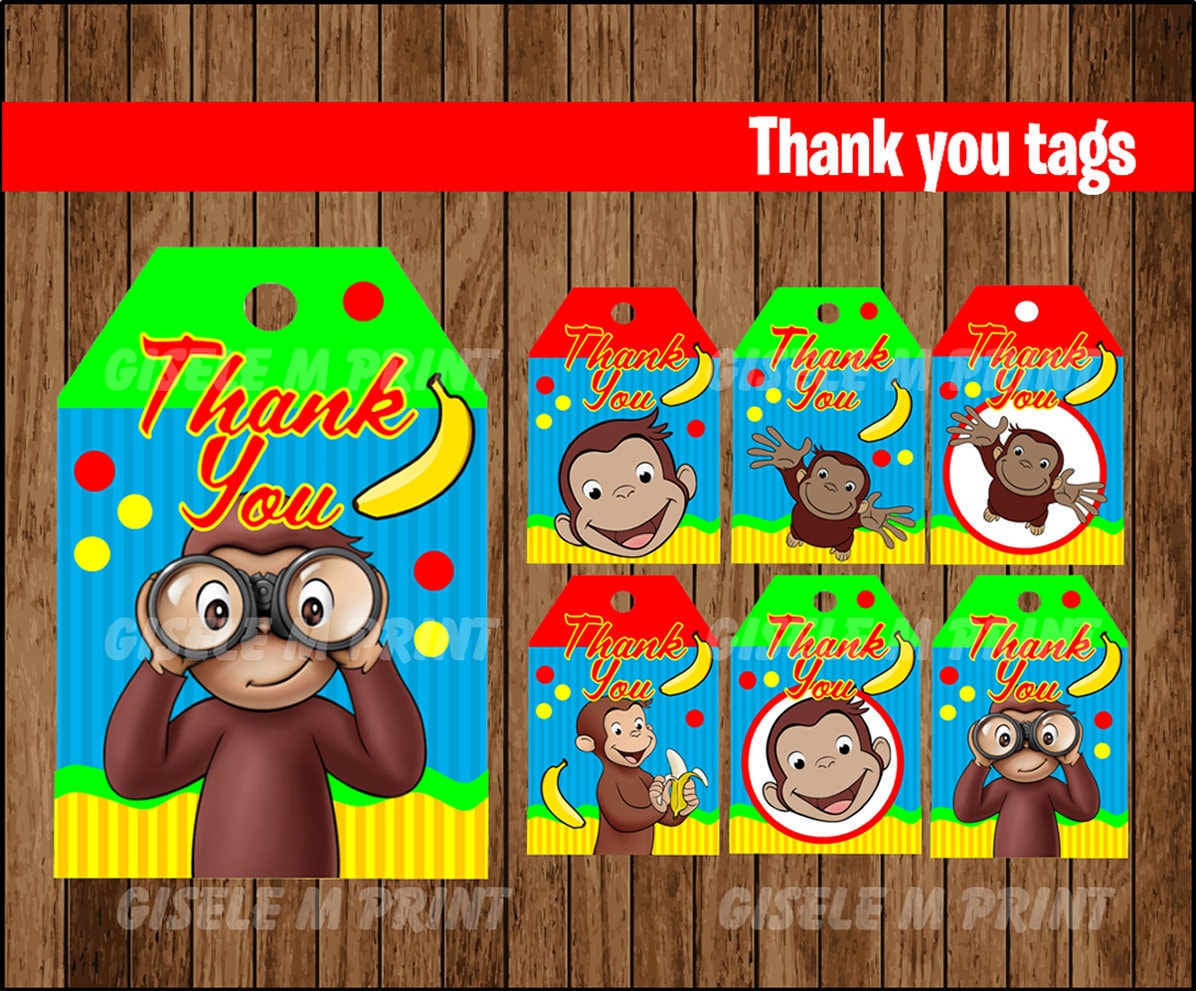 Curious George Thank You tags Printable Curious George gift - Curious George Viewers Like You Thank You