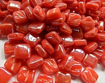 8mm Micro Mosaic Craft Tiles - Coral Red Pearlised