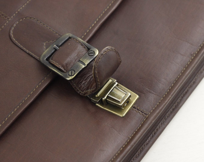 Leather laptop bag, Tropical Leather made in Columbia leather attache, chestnut brown college bag, work bag, 15.6" laptop
