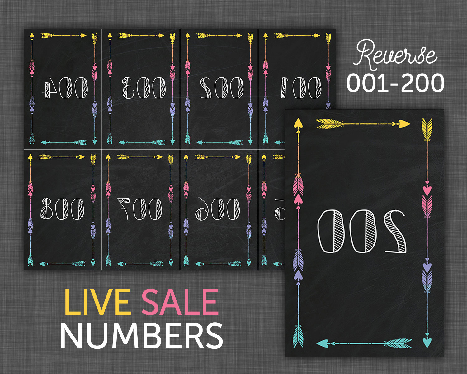 live sale numbers facebook live number cards reverse