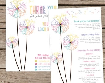Thank You Card, Personalization, Home Office Approved, Fashion Retailer, Return/Care/Policy, Post Card, Instruction Return Exchange LLR014