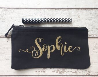 Glitter Personalised pencil case | Personalised gift | student gift | Personalised Birthday Present | School bag | Personalised bag