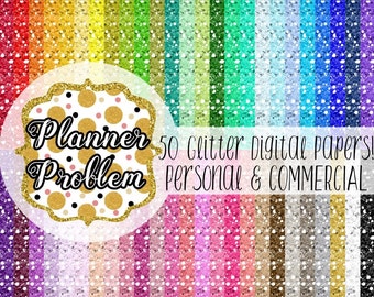 50 Glitter Digital Papers! | Personal and Commercial Use | Digital Patterns | PlannerProblem