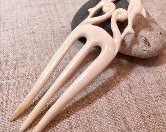 Hand Carved Bone Hair Comb "Dolphins"