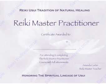 reiki certificate templates