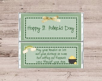 Green St. Patricks Day Proverb Chocolate Wrapper-Green Plaid Candy Wrapper-Chocolate Candy Wrapper-St. Patricks Day Candy-Green Wrapper
