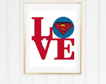 Superman cross stitch pattern/superman pattern/easy cross stitch/superman stitch/superman logo/superman chart/ #04-001