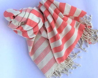 TURKISH TOWEL- Striped Pestemal, Peshtamal, Turkish Bath, Beach Towel, Yoga Towel, Baby Blanket, Sarong, Fouta …