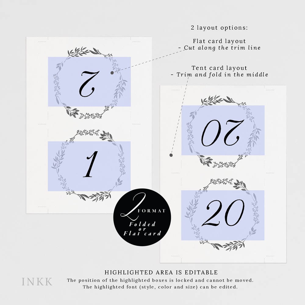 Rustic Wedding Table Numbers Printable Table Number Template Folded Tent Card Flat Card Wedding Table Tent Cards Template