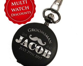 Personalized Pocket Watch, Black Pocket Watch, Engraved Pocket Watch, Groomsmen Gift, Mens Pocket Watch, Pocket Watch Personalized