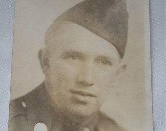 Vintage photo of a handsome military soldier