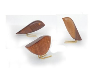 Danish Modern Mid Century Styled Wood Bird Sculpture Set