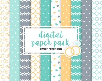 Just Married, Wedding Day, Diamond Ring - Cute Background, Digital Papers - Commercial Use, Instant Download | V2