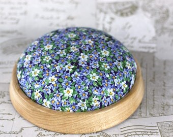 Large pin cushion, heavy pin cushion, made to order from ash or elm, choice of fabric, tailor or seamstress gift crafting, sewing present