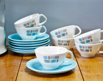 Mid Century Modern Canonsburg Atomic Teacup Set, Temporama, Atomic Dinnerware, Atomic Starburst, Atomic Era, Retro, Mid Century Kitchen