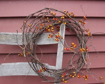 Bittersweet Wreath, Bittersweet Vine, Bittersweet Berries, Red Berry Vine, All Natural red berry Wreath