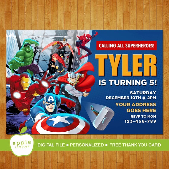 Avengers Invitation Avengers Birthday Avengers Party