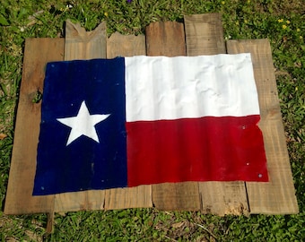Rustic Texas Flag, Wall Decor, Salvaged Wood, Rustic Decor, Tin Metal Wall Art