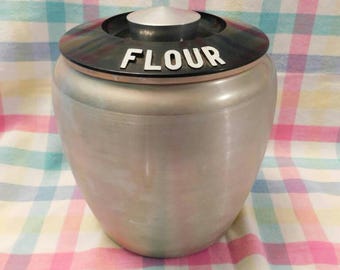 KROMEX FLOUR aluminum canister 1950s
