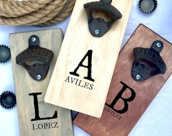 Custom Bottle Opener - Rustic Man Cave Gifts - Wooden Beer Gifts - Mens Gifts