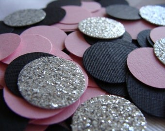 Wedding Confetti, Pink, Black and Silver Wedding Confetti, Bridal Shower Decorations, Bachelorette Party, Birthday Party Table Decor