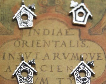 15pcs Bird House Charms Birdcage Pendants Silver Tone 14 x 20 mm ASD1341