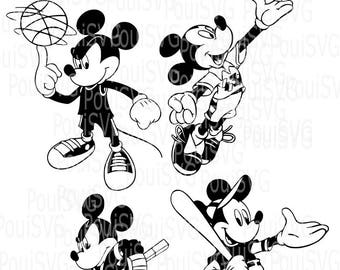 Mickey Mouse Svg, Sports svg, Silhouette Cameo cutting file cut vinyl shirt design Disney svg,Baseball,Hockey,Basketball svg