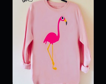 Flamingo Sweatshirt,S-XXL Ladies Sweatshirt, Sweatshirt, Flamingo Gift, Slouchy Sweatshirt, Wide Neck Sweatshirt, Ladies Hoodie