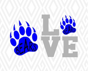 Bear Paw And Love Bear Cuttable Design in SVG; DXF; PNG; Ai; Pdf; Eps