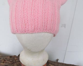 Baby Pink WOMENS PETITE/ CHILD Pussy Hat Hand-Knitted Official Womens March PussyHat - Cat Beanie, Cat Ears Hat, Knit Cat Hat, Kitty Cat Hat