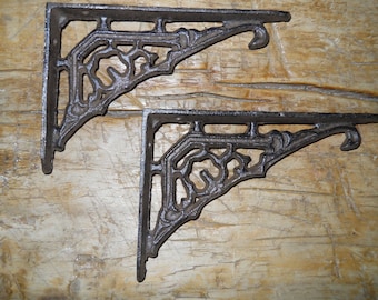 12 Cast Iron Antique Style Art Deco Brackets, Garden Braces Shelf Bracket
