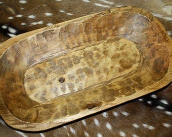 Carved Wooden Dough Bowl Primitive Wood Trencher Tray Rustic Home Decor 22 inch