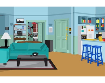 Seinfeld's Apartment - Illustrated Digital Art Print