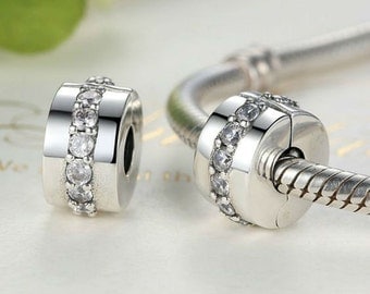 Authentic Sterling Silver Shining Path, Clear CZ Charms Fits European & Pandora Charm Bracelet