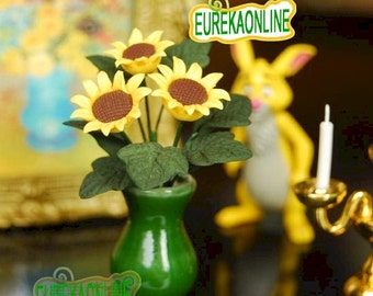 Miniature dolls house sunflower with vase