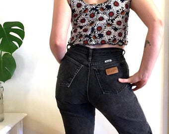 Wrangler High Waist Vintage Jeans 28 / 29 Rugged Black Denim Mom Jeans Velvet Hound Vintage