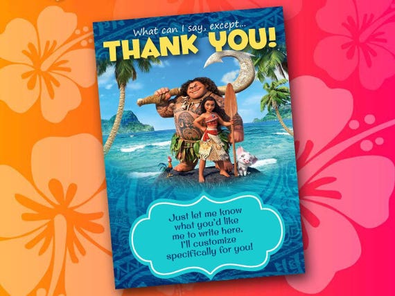 Moana Thank You Card printable thank you card customizable