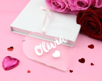 Personalised Name Foiled Acrylic Valentines Heart