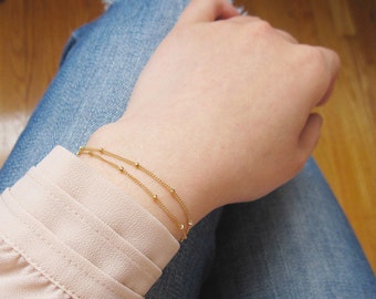 Double Wrap Constellations Bracelet, Gold Bracelet, 14k Gold Filled Bracelet, Satellite Chain, Elegant Bracelet, Modern, Minimal Bracelet
