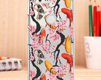 Koi case for Google Pixel Case, fish case, Pixel XL case, koi fish case for pixel, pixel case, japanese fish case, pixel case, clear case