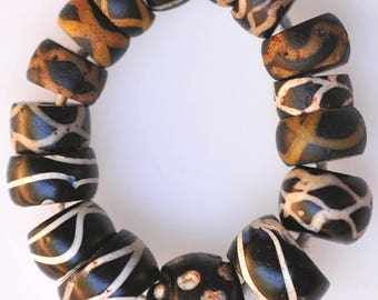16 Old Venetian Glass Trade Beads - Vintage African Trade Beads - #7219