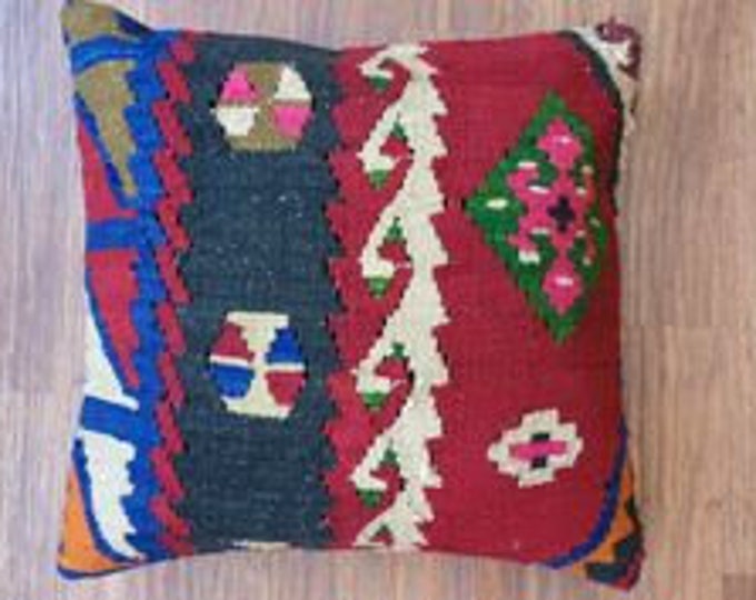 Antique Turkish Rug,Kilim,Kelim,Decorative Pillow Case,Hand Woven,Patchwork Rug,Handmade Pillow Covers,"Pillow Cases","Pillow Covers",Gift