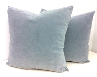 Set of Two Grey Cotton Velvet Pillow Cover, Gray Pillow, Velvet Pillow, Decorative Pillow, Velvet Cushion, Gray Velvet Pillow Case Covers